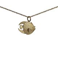 9ct Gold 20x15mm Fish Pendant with a 1.1mm wide cable Chain