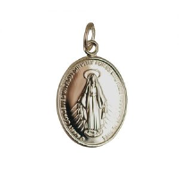 9ct Gold 20x16mm oval Miraculous Medallion Medal Pendant