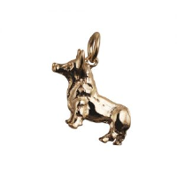 9ct Gold 20x22mm solid Corgi Dog Pendant or Charm
