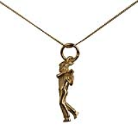 9ct Gold 20x6mm Male Golfer Pendant with a 0.6mm wide curb Chain
