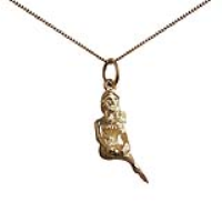9ct Gold 20x6mm Mermaid Pendant with a 0.6mm wide curb Chain