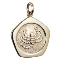 9ct Gold 21mm five sided pentagon Scorpio Zodiac Pendant