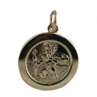 9ct Gold 21mm round St Christopher Pendant