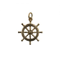 9ct Gold 21mm Ship&#39;s Wheel Pendant or Charm