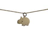 9ct Gold 21x14mm Hippo Pendant with a 1.1mm wide cable Chain 16 inches Only Suitable for Children