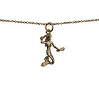 9ct Gold 21x14mm Mermaid Pendant with a 1.1mm wide cable Chain