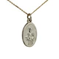 9ct Gold 21x15mm oval St Jude Pendant with a 1.2mm wide cable Chain