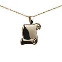 9ct Gold 21x17mm Graduation Scroll Pendant with a 1.1mm wide cable Chain
