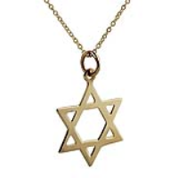 9ct Gold 21x17mm plain Star of David Pendant with a 1.1mm wide cable Chain