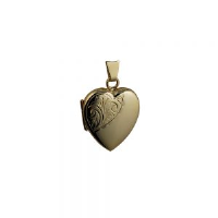 9ct Gold 21x19mm heart shaped half hand engraved Locket