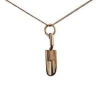 9ct Gold 21x6mm solid Gardeners Trowel Pendant with a 0.6mm wide curb Chain
