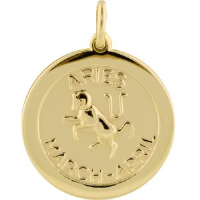 9ct Gold 22mm round Aries Zodiac Disc Pendant