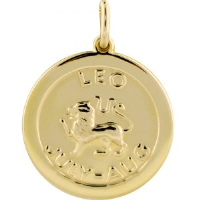 9ct Gold 22mm round Leo Zodiac Disc Pendant