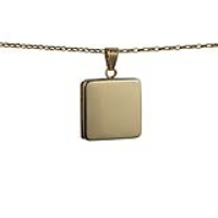9ct Gold 22mm square plain flat Locket with a 1.4mm wide belcher Chain