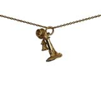 9ct Gold 22x10mm 1930s Telephone Pendant with a 1.2mm wide cable Chain