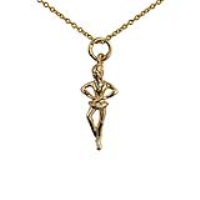 9ct Gold 22x10mm Ballet Dancer Pendant with a 1.1mm wide cable Chain