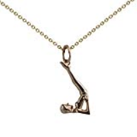 9ct Gold 22x10mm Shoulder Stand Yoga Position Pendant with a 1.1mm wide cable Chain