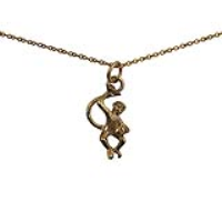 9ct Gold 22x12mm Monkey with Banana Pendant with a 1.1mm wide cable Chain