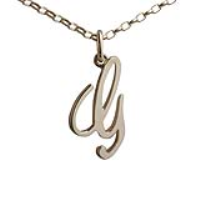 9ct Gold 22x13mm plain palace script Initial G Pendant with a 1.4mm wide belcher Chain