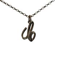 9ct Gold 22x14mm plain palace script Initial C Pendant with a 1.4mm wide belcher Chain 18 inches