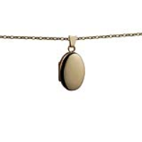 9ct Gold 22x15mm oval plain Locket with a 1.4mm wide belcher Chain