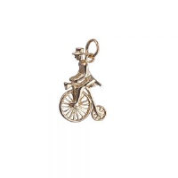 9ct Gold 22x15mm Penny Farthing with rider in top hat Pendant or Charm