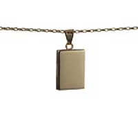 9ct Gold 22x15mm rectangular plain flat Locket with a 1.4mm wide belcher Chain 16 inches Only Suitable for Children