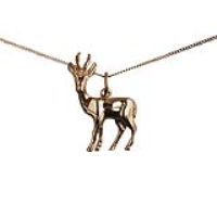 9ct Gold 22x17mm Antelope Pendant with a 0.6mm wide curb Chain