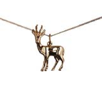 9ct Gold 22x17mm Antelope Pendant with a 0.6mm wide curb Chain 18 inches