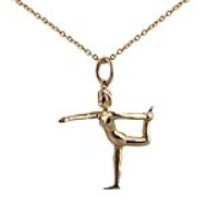 9ct Gold 22x20mm Lord of the Dance Yoga Position Pendant with a 1.1mm wide cable Chain