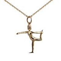 9ct Gold 22x20mm Lord of the Dance Yoga Position Pendant with a 1.1mm wide cable Chain 18 inches