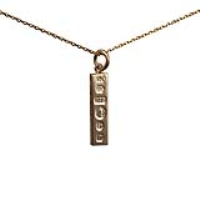 9ct Gold 22x5mm solid display hallmark Ingot Pendant with a 1.2mm wide cable Chain