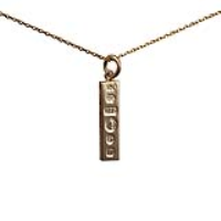 9ct Gold 22x5mm solid display hallmark Ingot Pendant with a 1.2mm wide cable Chain 18 inches