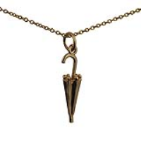 9ct Gold 22x6mm Umbrella Pendant with a 1.1mm wide cable Chain