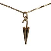 9ct Gold 22x6mm Umbrella Pendant with a 1.1mm wide cable Chain 18 inches