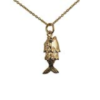 9ct Gold 22x9mm moveable Fish Pendant with a 1.1mm wide cable Chain