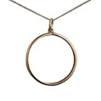 9ct Gold 23mm plain Full Sovereign mount channel Pendant with a 0.6mm wide curb Chain
