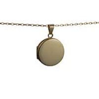 9ct Gold 23mm round plain flat Locket with a 1.4mm wide belcher Chain 16 inches Only Suitable for Children