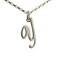 9ct Gold 23x10mm plain palace script Initial Y Pendant with a 1.4mm wide belcher Chain