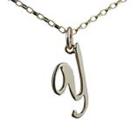 9ct Gold 23x10mm plain palace script Initial Y Pendant with a 1.4mm wide belcher Chain 16 inches Only Suitable for Children