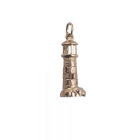 9ct Gold 23x10mm solid Lighthouse Pendant or Charm