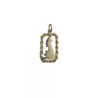 9ct Gold 23x14mm map of the British Isles in a frame Pendant or Charm