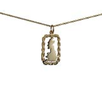 9ct Gold 23x14mm map of the British Isles in a frame Pendant with a 1.1mm wide cable Chain