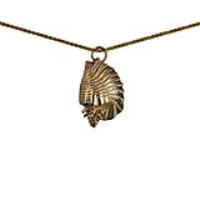 9ct Gold 23x15mm Queen Conch Pendant with a 1.1mm wide spiga Chain