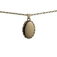 9ct Gold 23x16mm oval plain twisted wire edge Locket with a 1.4mm wide belcher Chain
