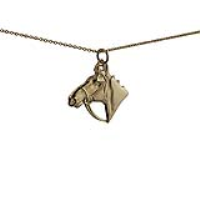 9ct Gold 23x20mm Horse Head Pendant with a 1.1mm wide cable Chain 16 inches Only Suitable for Children