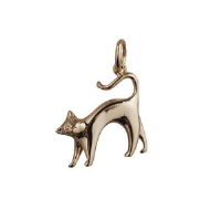 9ct Gold 23x21mm Cat Pendant or Charm