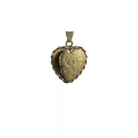 9ct Gold 23x21mm heart shaped hand engraved twisted wire edge Locket