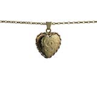 9ct Gold 23x21mm heart shaped hand engraved twisted wire edge Locket with a 1.4mm wide belcher Chain