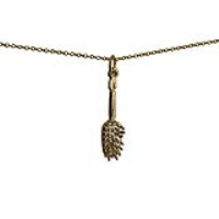 9ct Gold 23x7mm Hairbrush Pendant with a 1.1mm wide cable Chain 16 inches Only Suitable for Children